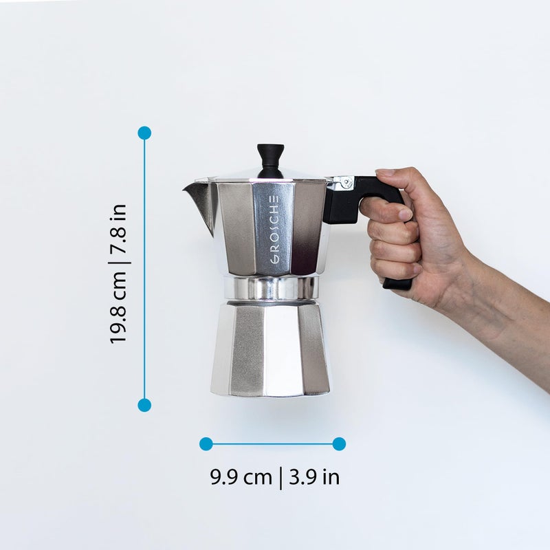 GROSCHE Milano Stovetop Espresso Maker Moka Pot 6 espresso Cup - 9.3 oz, Silver - Cuban Coffee Maker Stove top coffee maker Moka Italian espresso greca coffee maker brewer percolator - Image 5